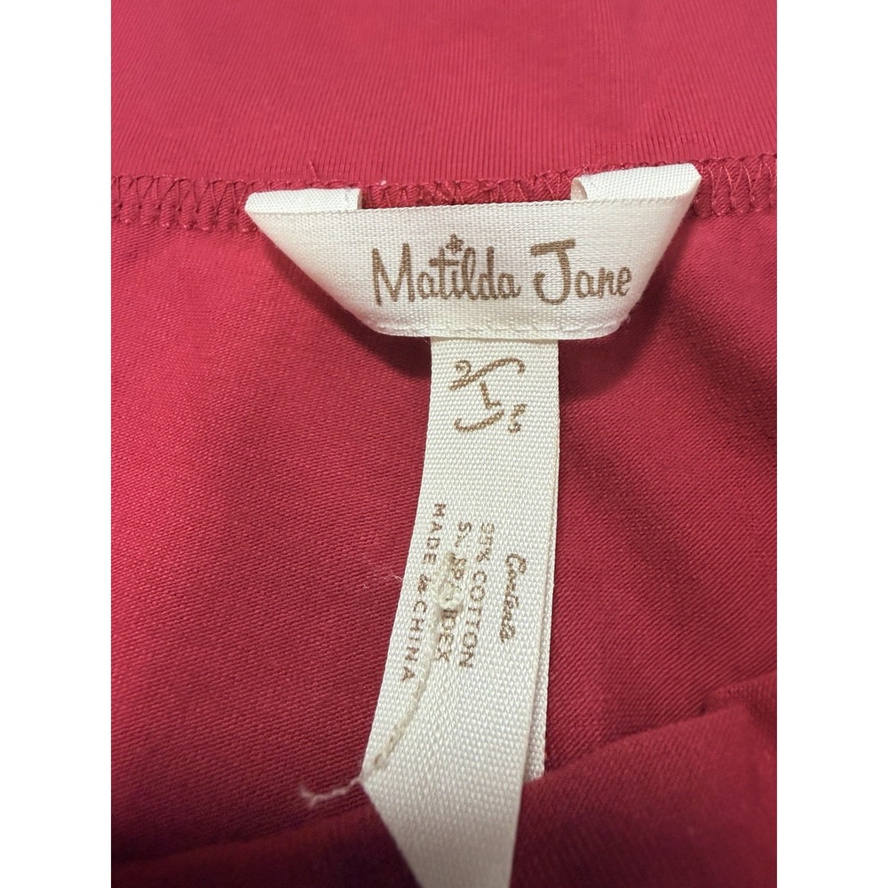 Matilda Jane Best Big Ruffle Crop Pants Women's Large Burgundy - Picture 4 of 7